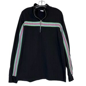Urban Outfitters Sweater Shirt Black Quarter Zip Stripes XL